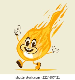 Funny Walking Retro Cartoon Flame