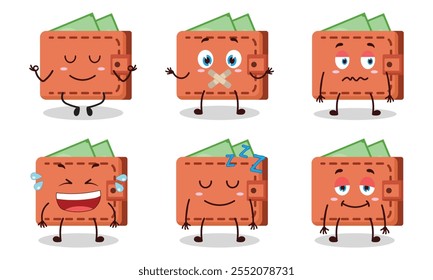 funny wallet with various expressions design illustration