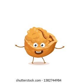 funny walnut vector character smiling