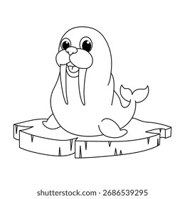 Engraçado walrus personagens de desenhos animados vetor ilustração livro de colorir.