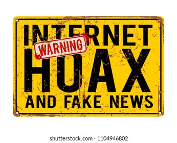 funny warning signs. Internet hoax and fake news alert