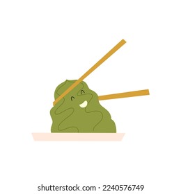 Funny wasabi character. Vector illustration in flat style