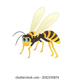 Funny Wasp Cartoon Style Isolated On Stock Vector (Royalty Free ...