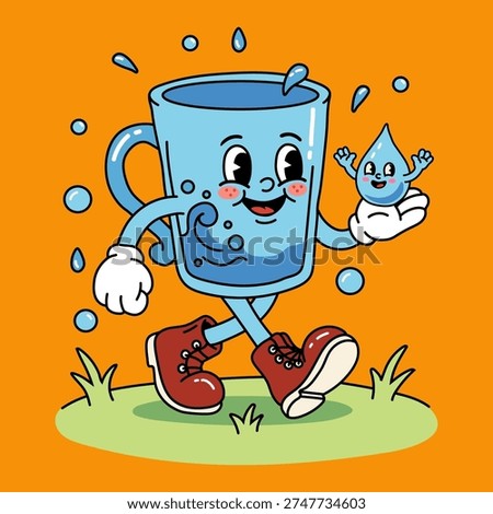 Funny Water Cup Character with Water Drop Friend