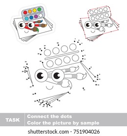 Funny Watercolor. Dot to dot educational game for kids.