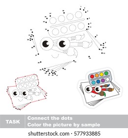 Funny Watercolor with Paper and Brushes. Dot to dot educational game for kids.