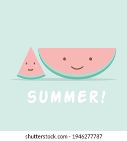 Funny watermelon cartoon character sign vector