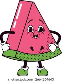 Engraçado melancia groovy personagem vetor ilustração