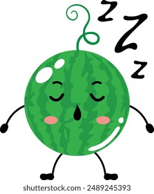 Funny watermelon funny mascot sleeping