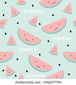 Funny watermelon  sign seamless pattern background