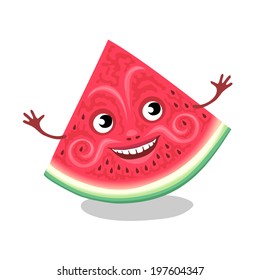 The funny watermelon. Vector illustration.