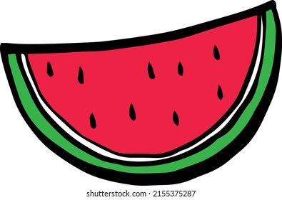 funny watermelon vectorial illustration on white background for summer