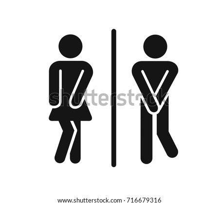 Funny wc door plate symbols. Vector black silhouette