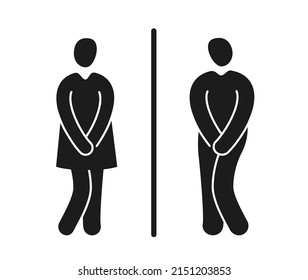 Funny WC restroom signs. Man and woman symbols vector isolated on white