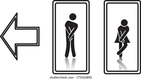 funny wc restroom symbols, fully editable vector