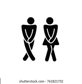 Funny wc restroom symbols. Vector black silhouette