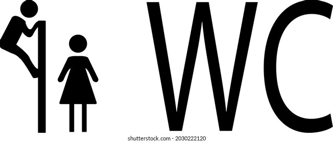 Graciosa ilustración vectorial de signo WC. Un inodoro divertidísimo. Icono de restauración. 