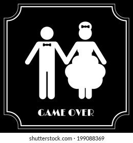 Funny Wedding Symbol - Game Over. Vector illustration