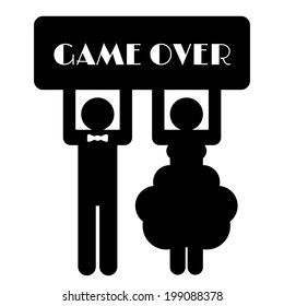 Funny Wedding Symbol - Game Over. Vector illustration