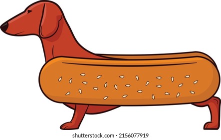 funny Weiner dog vector illustration svg