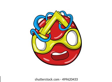 Funny Weird abstract Cartoon emoticon. Isolated on White. Vector illustration