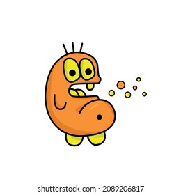raro gracioso que parece un virus en un fondo blanco