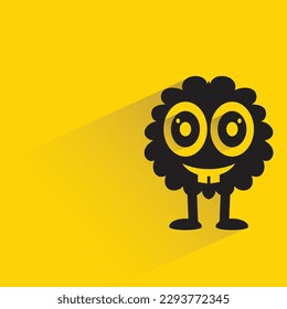 funny and weird monster with shadow on yellow background