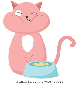 Icono divertido de dibujos animados de Vector de gato gordito bien alimentado