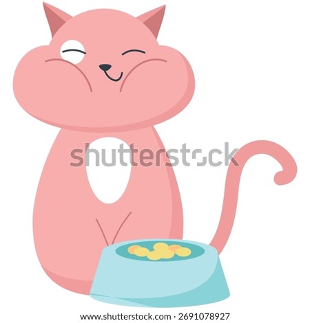 Funny well-fed chubby cat vector cartoon icon