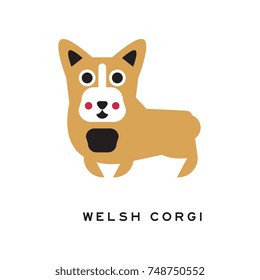 Funny welsh corgi dog character in cartoon style