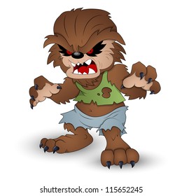 Funny Werewolf Vector Illustration