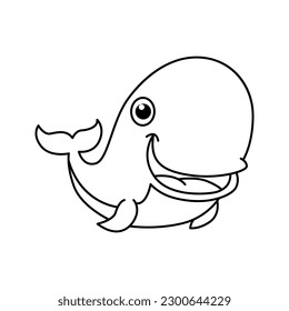 Graciosa caricatura de ballenas personajes ilustración vectorial. Para los niños coloreando el libro.