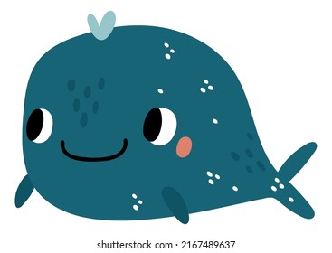 Funny whale. Cute smiling happy marine animal