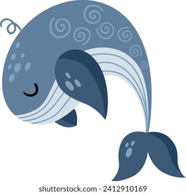 Funny whale isolated on white

