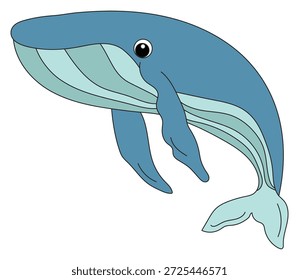 Ballena divertida aislada sobre fondo blanco