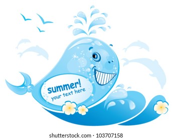 funny whale is made of water drop