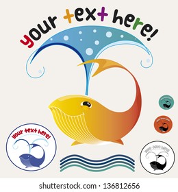 funny whale sea life vector