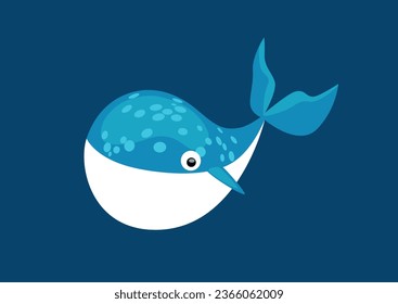 Funny Whale. Vector Illustration For Backgrounds, Logos, Stickers, Labels, Tags And Other Design.