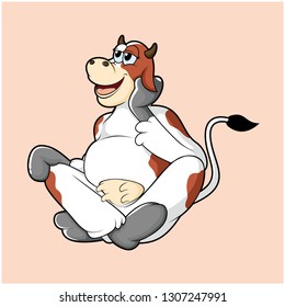 a funny whimsical daydreaming cow