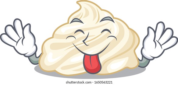 Funny whipped cream mascot design with Tongue out