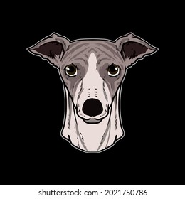 funny whippet dog head dog wo wide neck sweat design vector illustration for use in design and print wall art poster canvas