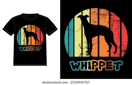 Funny Whippet Vintage Retro Sunset Silhouette Gifts Dog Lover Dog Owner Essential T-Shirt