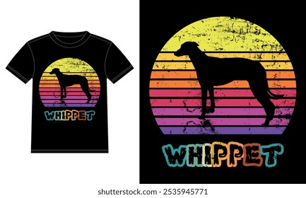 Funny Whippet Vintage Retro Sunset Silhouette Gifts Dog Lover Dog Owner Essential T-Shirt