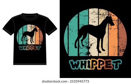 Funny Whippet Vintage Retro Sunset Silhouette Gifts Dog Lover Dog Owner Essential T-Shirt