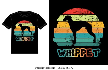 Funny Whippet Vintage Retro Sunset Silhouette Gifts Dog Lover Dog Owner Essential T-Shirt