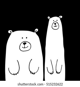 Funny white bears, sketch for your design