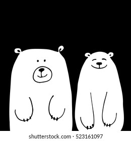 Funny white bears, sketch for your design