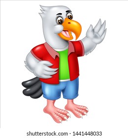 Funny White Bird Cartoon for your design