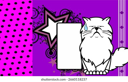 funny white cat cartoon copy space background in vector art