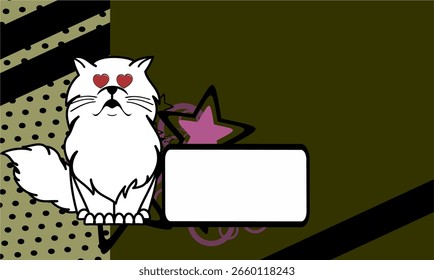 Fondo divertido del espacio de la copia de la historieta del gato blanco en Arte vectorial